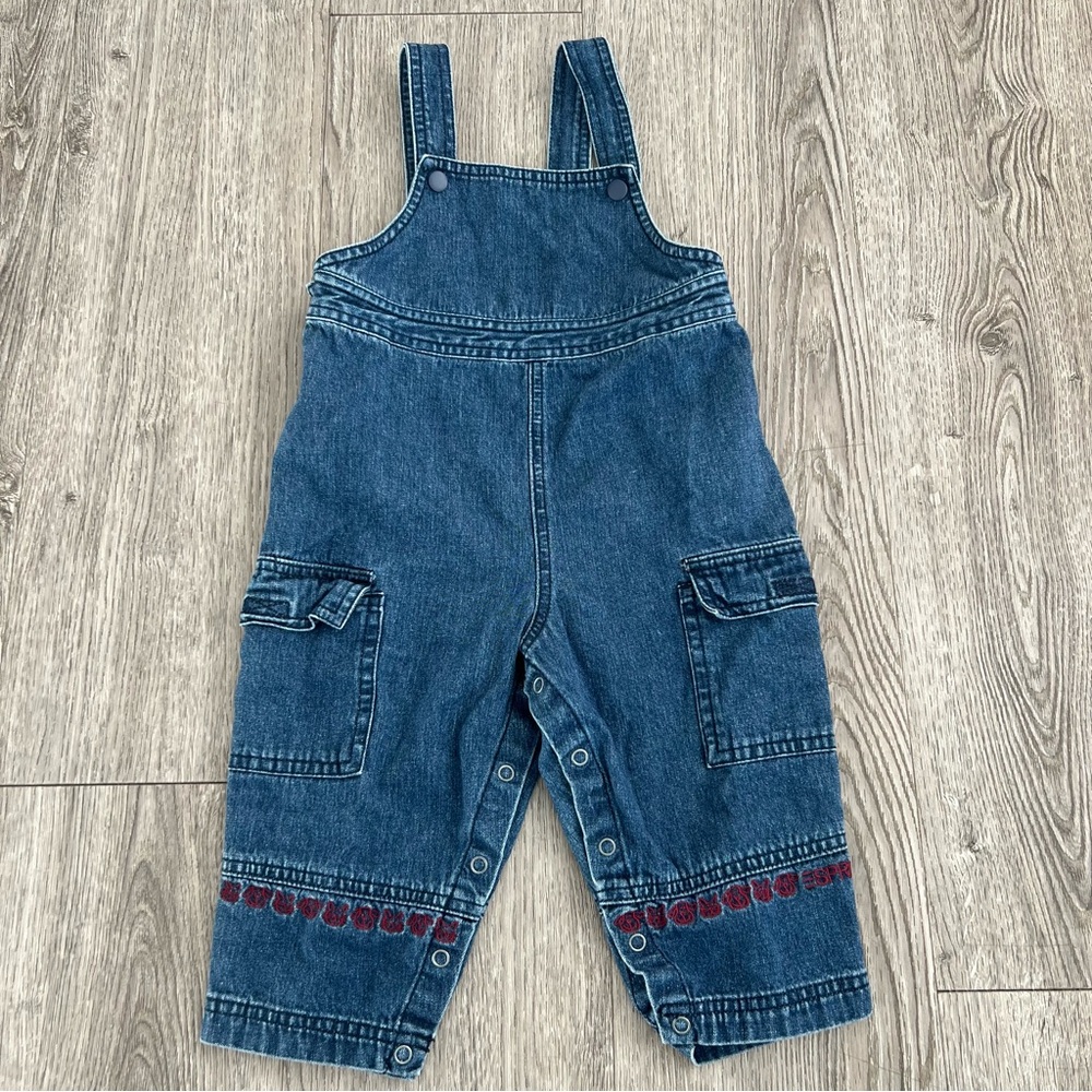 Vintage Esprit baby girl embroidered denim overalls
